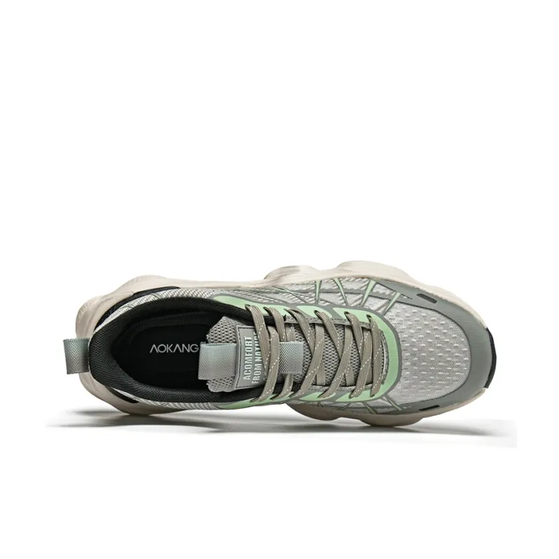 AOKANG Chunky Sneakers Men Low Top Gray Green, Black-5
