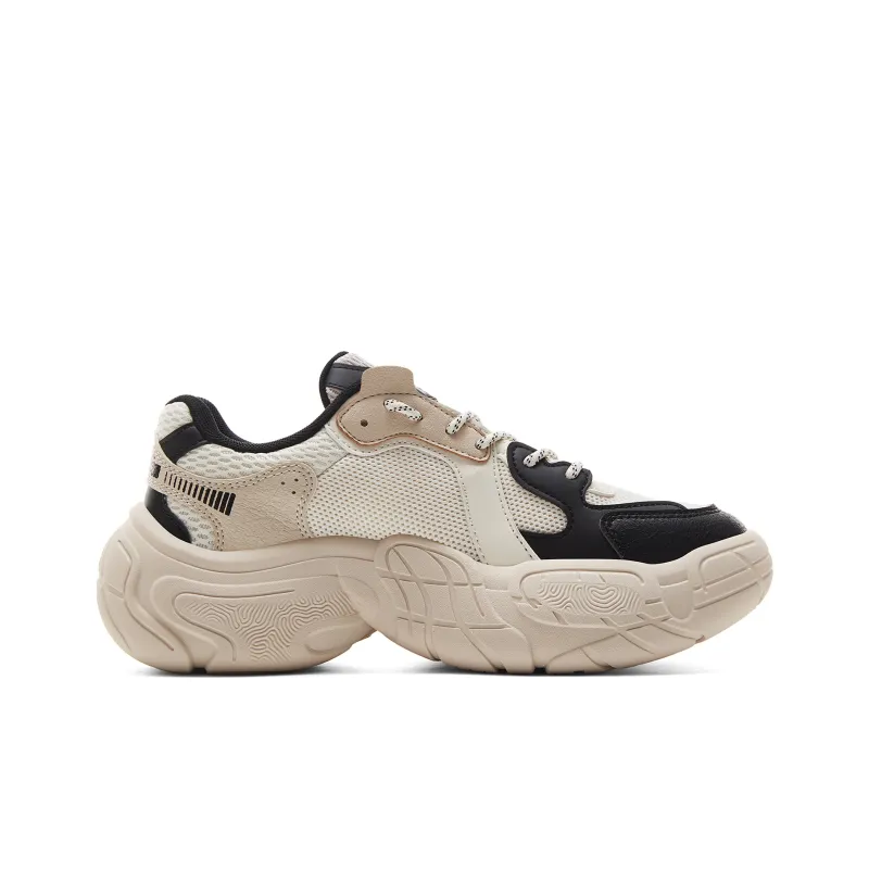 PEAK Taichi Tire Shoes Cushioning Rebound Wear Resistant Slip Resistant Low Top Vintage Casual Shoes Women's Ecru Black-1
