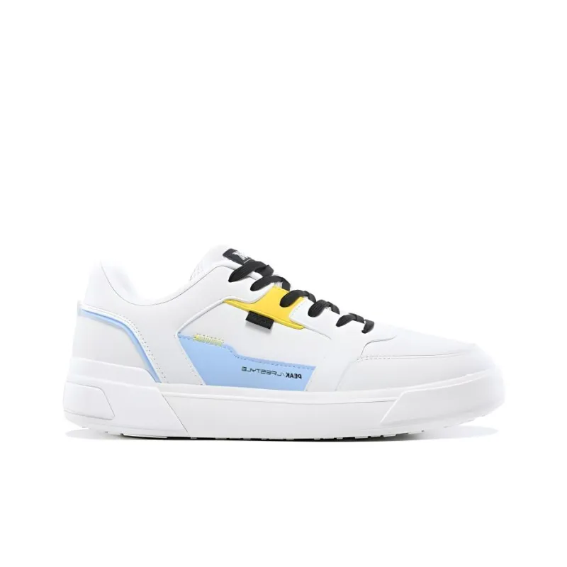 PEAK Wear resistant And Lightweight Low Top Skateboard Shoes Women's White Blue Yellow-1