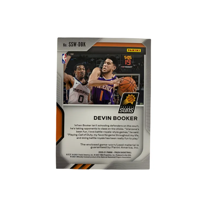 PANINI 2020 21 PRIZM Sun Devin Booker Game Used Jersey Rookie Card Player Card Access Pass Sports Cards 1 Pc-1