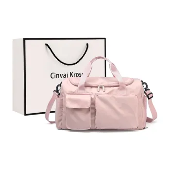 Simvay Clos Fabric Luggage Bag Travel Bag Sports Bag Gym Bag Large Size Women's Light Pink