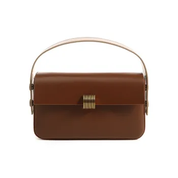 TTaG．baG Cow Leather Crossbody One Shoulder Handbag Women's Caramel Cocoa/Cherry Red