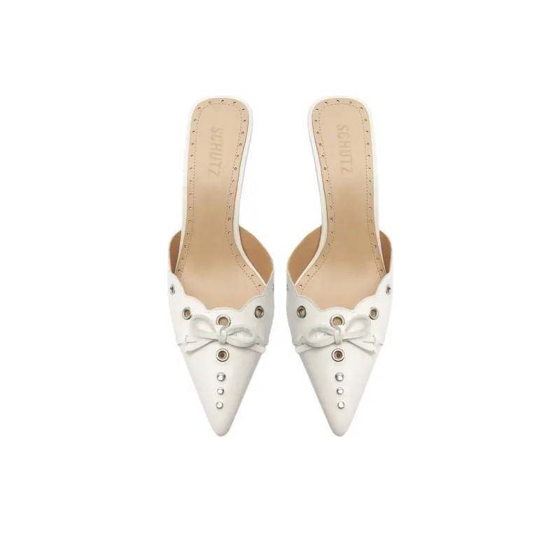 Schutz Closed Toe Slippers 8.2cm Women's White-3