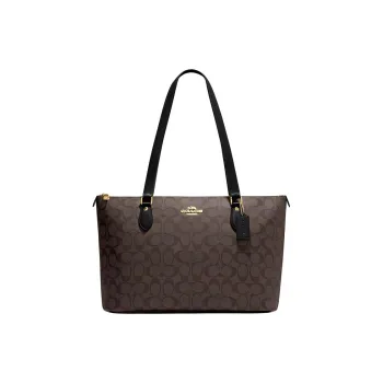 COACH Gallery Coated Canvas With Recycled Leather Tote Bag Shopping Bag Handbag Shoulder Bag Women's Dark Brown