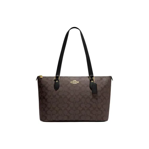 COACH Gallery Coated Canvas With Recycled Leather Tote Bag Shopping Bag Handbag Shoulder Bag Women's Dark Brown