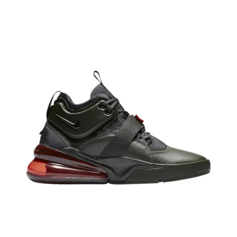 Nike Air Force 270 Shock Absorbers With Slip Resistant Features Mid Top Casual Shoes GS Black Red-1