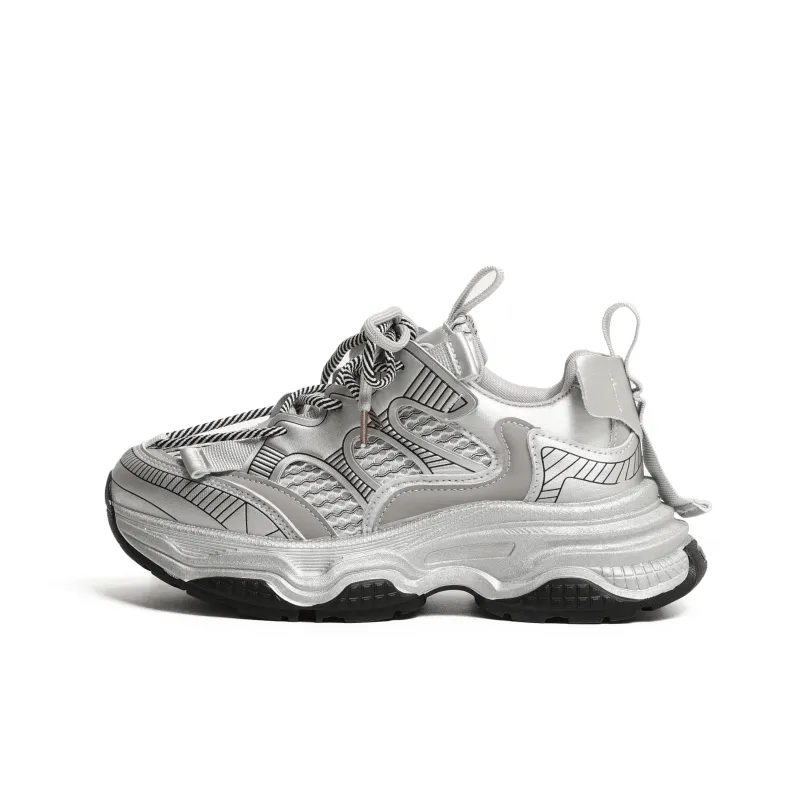 LXVB Slip-Resistant Breathable Low-Top Chunky Sneakers Women's-0