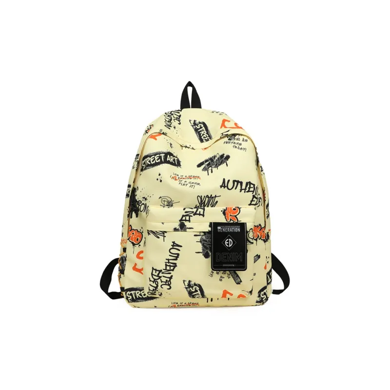 GEERDUN Nylon Backpack Unisex Black/Purple/Yellow/Green-2
