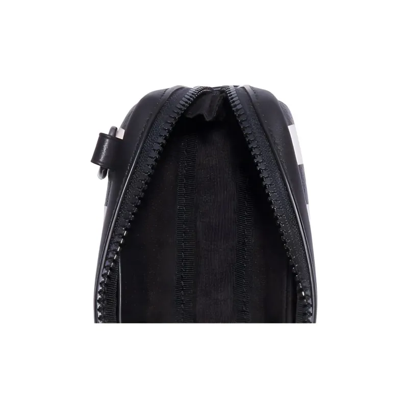 COACH Carrier Cow Leather Cell Phone Pouch, Pochette, Shoulder Bag, Crossbody Bag Small Size Unisex Black White-3
