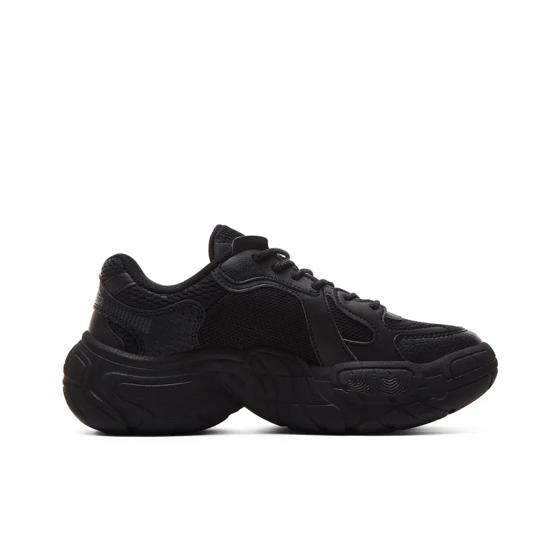 PEAK Taichi Tire Shoes Cushioning Rebound Wear Resistant Slip Resistant Low Top Vintage Casual Shoes Women's All Black-1