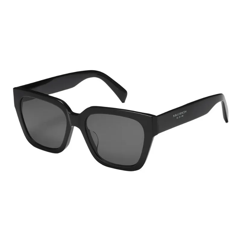 PUBLIC BEACON Acetate Rectangular Sunglasses Unisex Black/Khaki/Yellow/White Peach-0