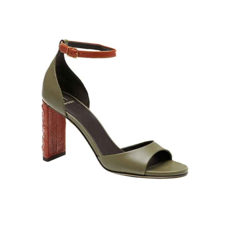 MAISON SKORPIOS Valentina Maca Strap Sandals 9cm Women's Green-1