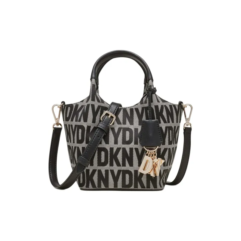 DKNY Polyester With Leather Trim Handbag Shoulder Bag Crossbody Bag Women's Black-0