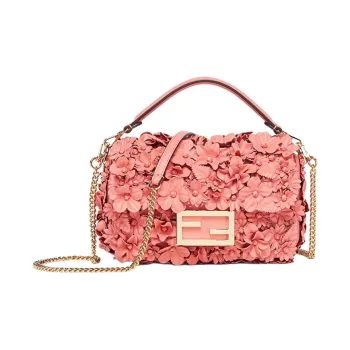 FENDI Baguette Calfskin Handbag Shoulder Bag Crossbody Bag Mini Women's Pink