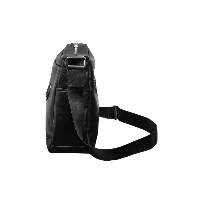 PESASRIE Genuine Leather Top Grain Cow Leather Large Capacity Men's Bag Regular Men's Black-4