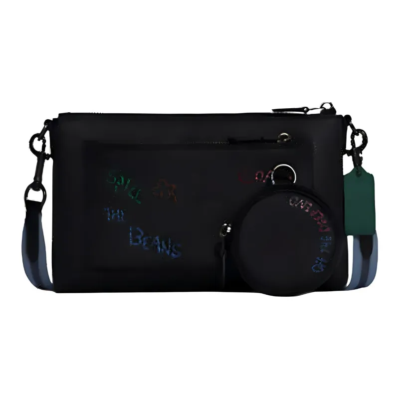 COACH Diary Collaboration Holden Pebbled Leather 3 in 1 Shoulder Bag, Crossbody Bag Mini Unisex Black-0