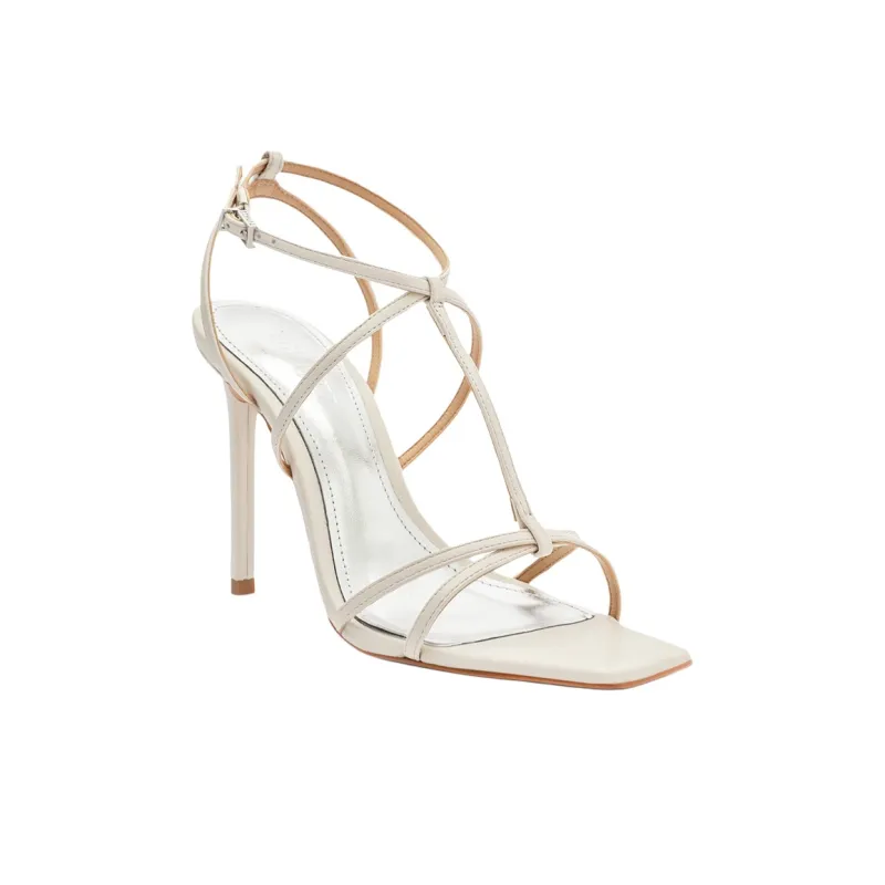 Schutz Adriana Strap Sandals 10cm Women's White-2