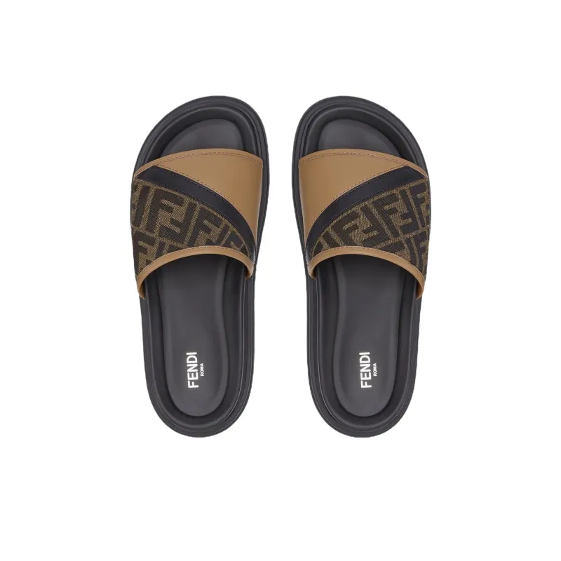 FENDI Diagonal Ff Jacquard Slides-3