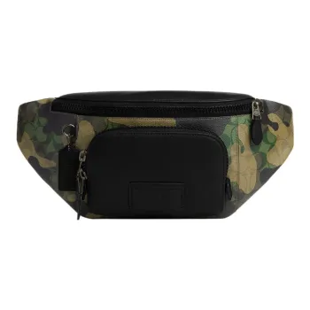 COACH Belt Canvas With Calfskin Shoulder Bag, Sling Bag, Fanny Pack Large Size Men's Camouflage