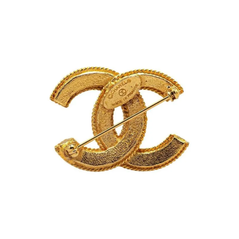 CHANEL 1970 1980 Plated Cc Brooch Costume Brooch-1