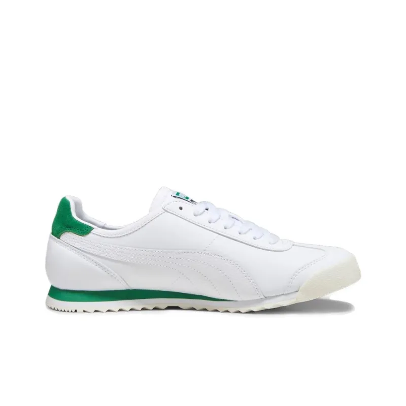 PUMA Roma Anti-Slip Wear-Resistant Low-Top Casual Shoes Unisex White Green-1
