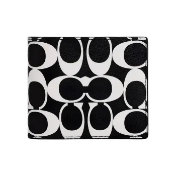 COACH 3 IN 1 Wallet Coated Canvas Wallet Mini Women's Cannonball Bronze & Black & Chalk