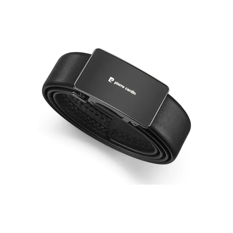 PIERRE CARDIN Top Grain Cow Leather Genuine Leather Belt Men's Black 3.6CM-4