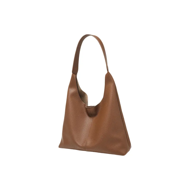 Marino Orlandi Cow Leather Shoulder Bag Large Size Women's Coffee/Apricot-1