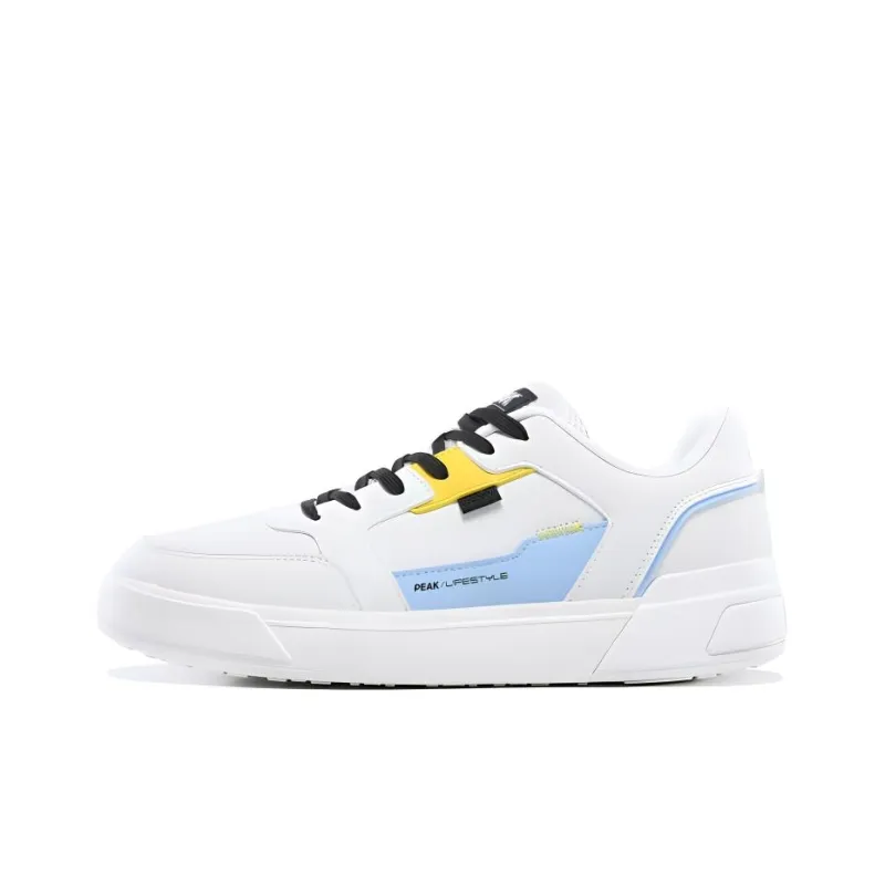 PEAK Wear resistant And Lightweight Low Top Skateboard Shoes Women's White Blue Yellow-0