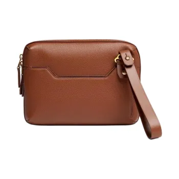 Dunhill Grained Cow Leather Clutch Men's Brown