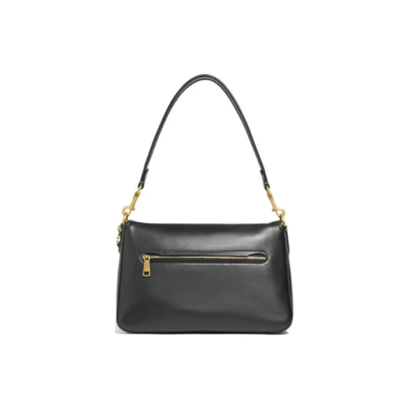 COACH Tabby Soft Cow Leather Shoulder Bag, Portable Crossbody Bag Medium Size Women's Black-2