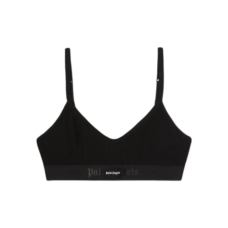 PALM ANGELS Logo embroidered Balconette Bra-0