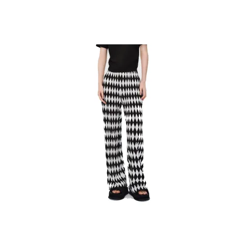 H'S Casual Pants Women's Black/White Plaid Fabric