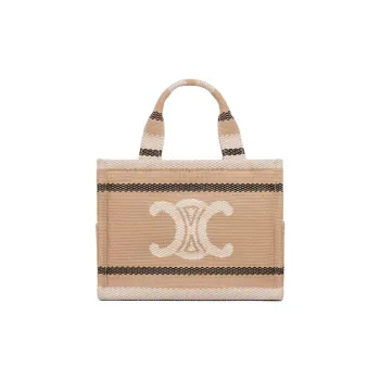 CELINE Cabas Thais Fabric Shoulder Bag, Crossbody Bag, Handbag Small Size Women's Beige & Black