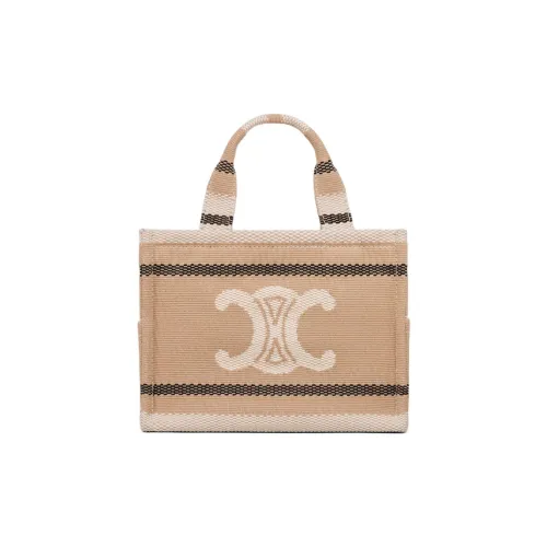 CELINE Cabas Thais Fabric Shoulder Bag, Crossbody Bag, Handbag Small Size Women's Beige & Black