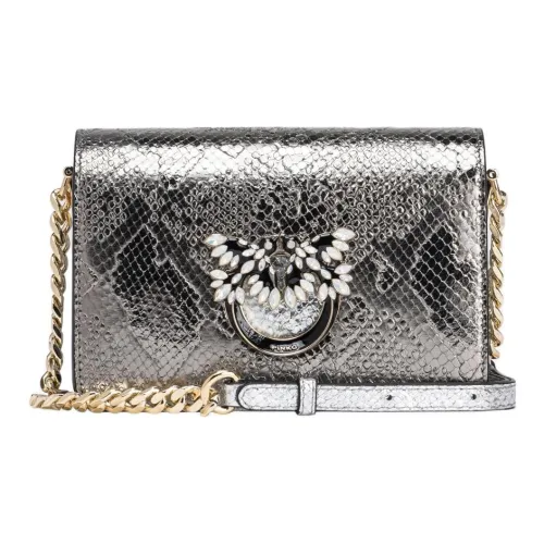 PINKO Click Series Calfskin Shoulder Bag Crossbody Bag Mini Women's Charcoal Gray