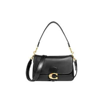 COACH Tabby Soft Cow Leather Shoulder Bag, Portable Crossbody Bag Medium Size Women's Black