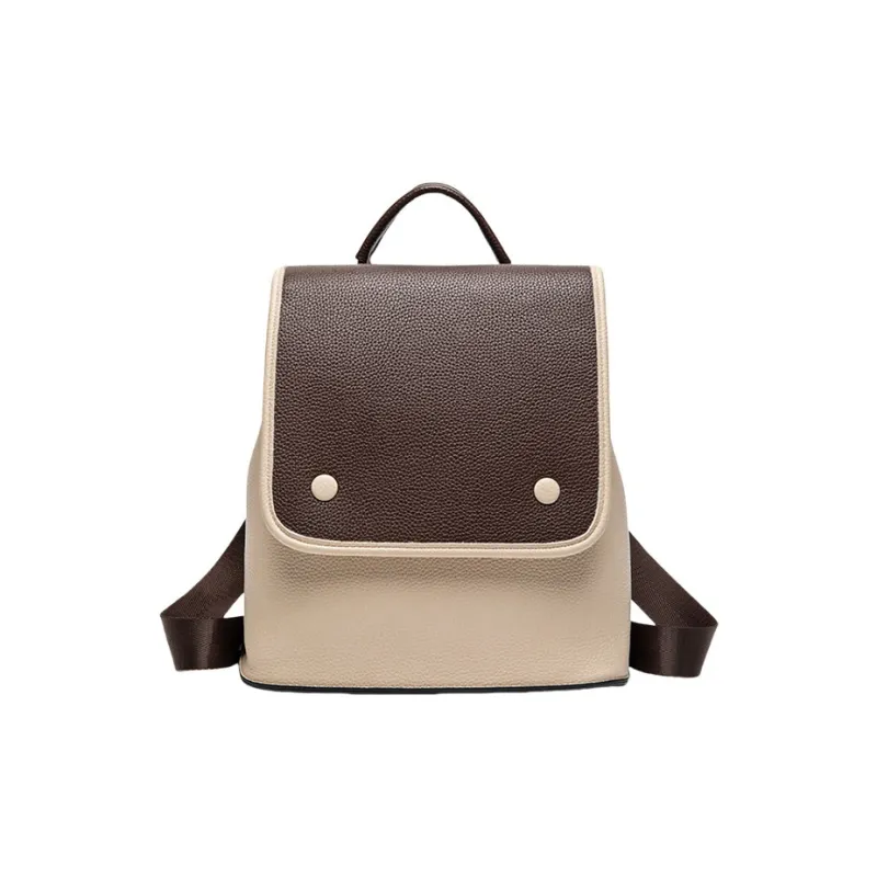TTaG．baG Cow Leather Backpack Women's Black/Coffee/Brown-3