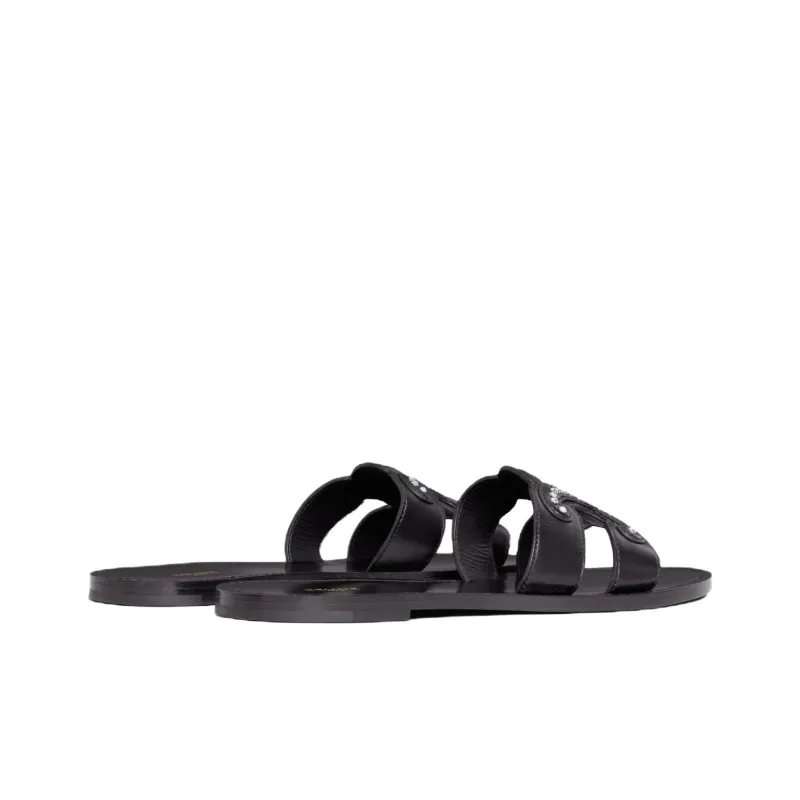 CELINE Triomphe Slide Slippers Women's Black-3
