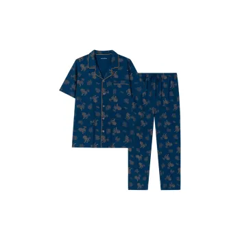 Shuya Pajama Set Men's Peacock Blue