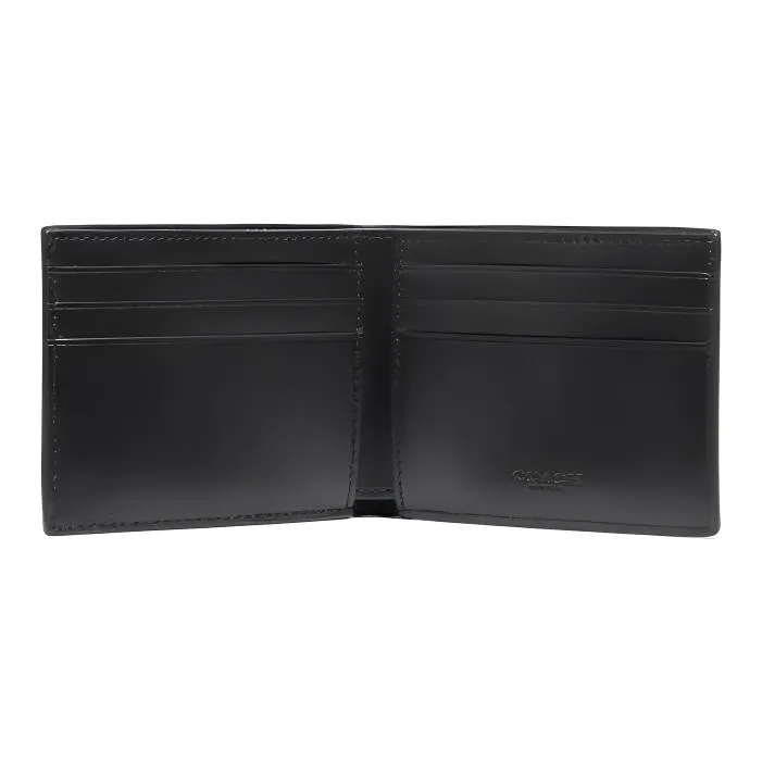 COACH Billfold Wallet Canvas With Calfskin Wallet Men's Black Monogram-1