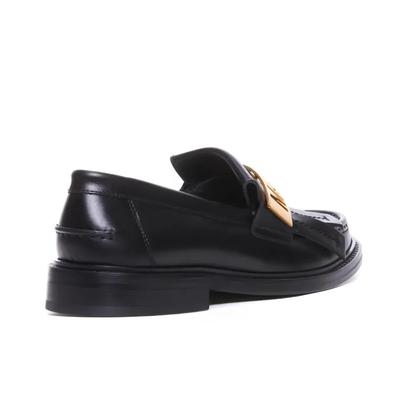MOSCHINO Logo-plaque Leather Loafers-3