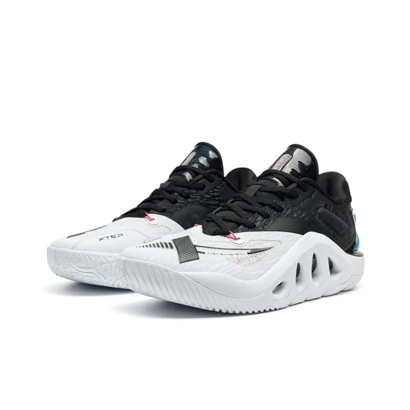 XTEP Magic Claws Wear Resistant Slip Resistant Low Top Basketball Shoes Men's New White/Black-4