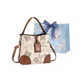 Floral Pattern Off White+Shopping Bag