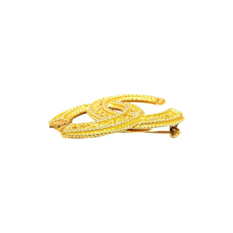 CHANEL 1970 1980 Plated Cc Brooch Costume Brooch-2