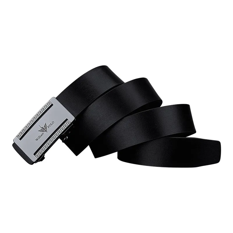 WilliamPOLO Cow Leather Leather Belts Men's Gunmetal 3.4cm Wide-2