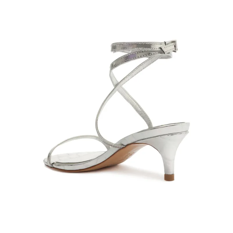 Schutz Sherry Strap Sandals 4.8cm Women's Silver-3