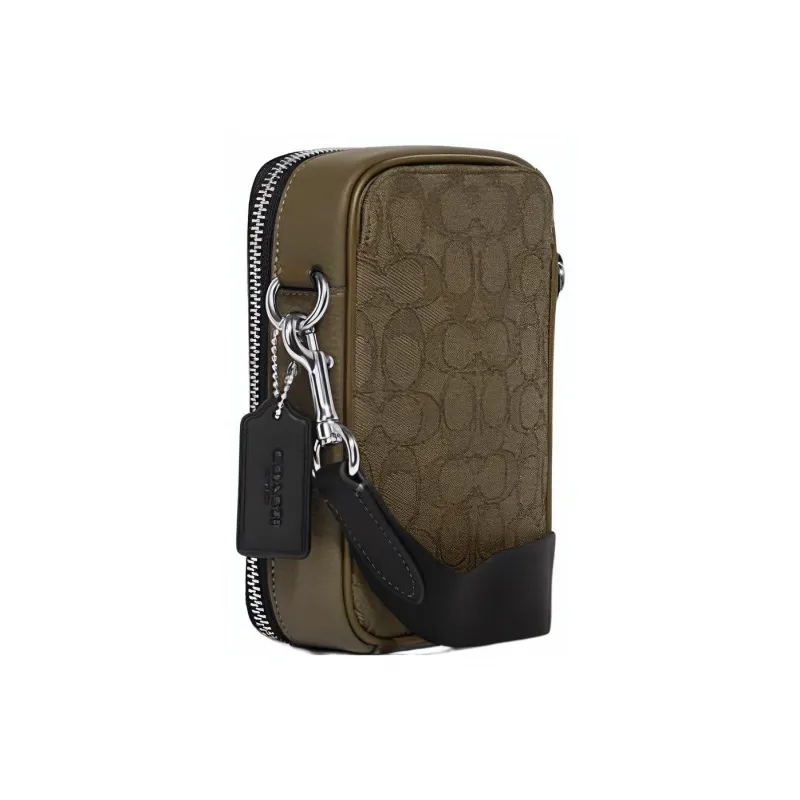 COACH Stanton Fabric With Cow Leather Shoulder Bag, Crossbody Bag Men's Army Green-1