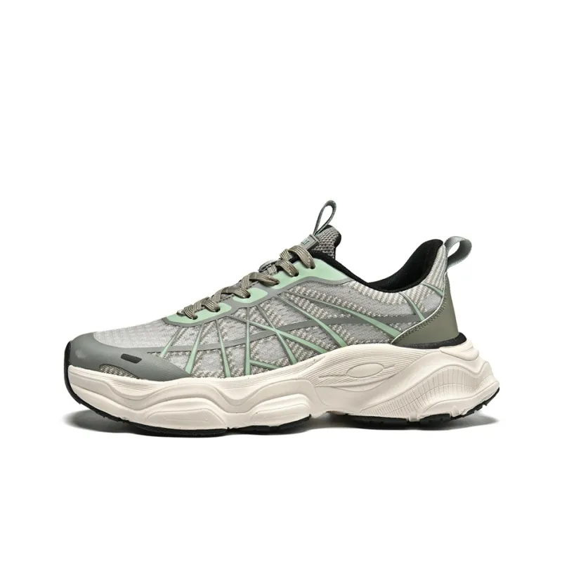 AOKANG Chunky Sneakers Men Low Top Gray Green, Black-3