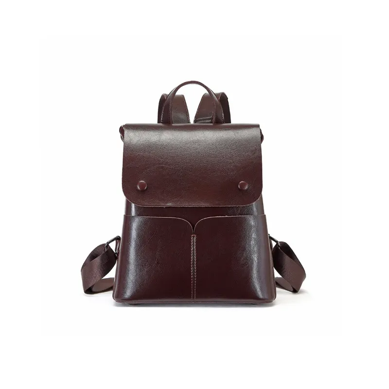 TTaG．baG Cow Leather Backpack Women's Black/Coffee/Sunset Yellow/White-2